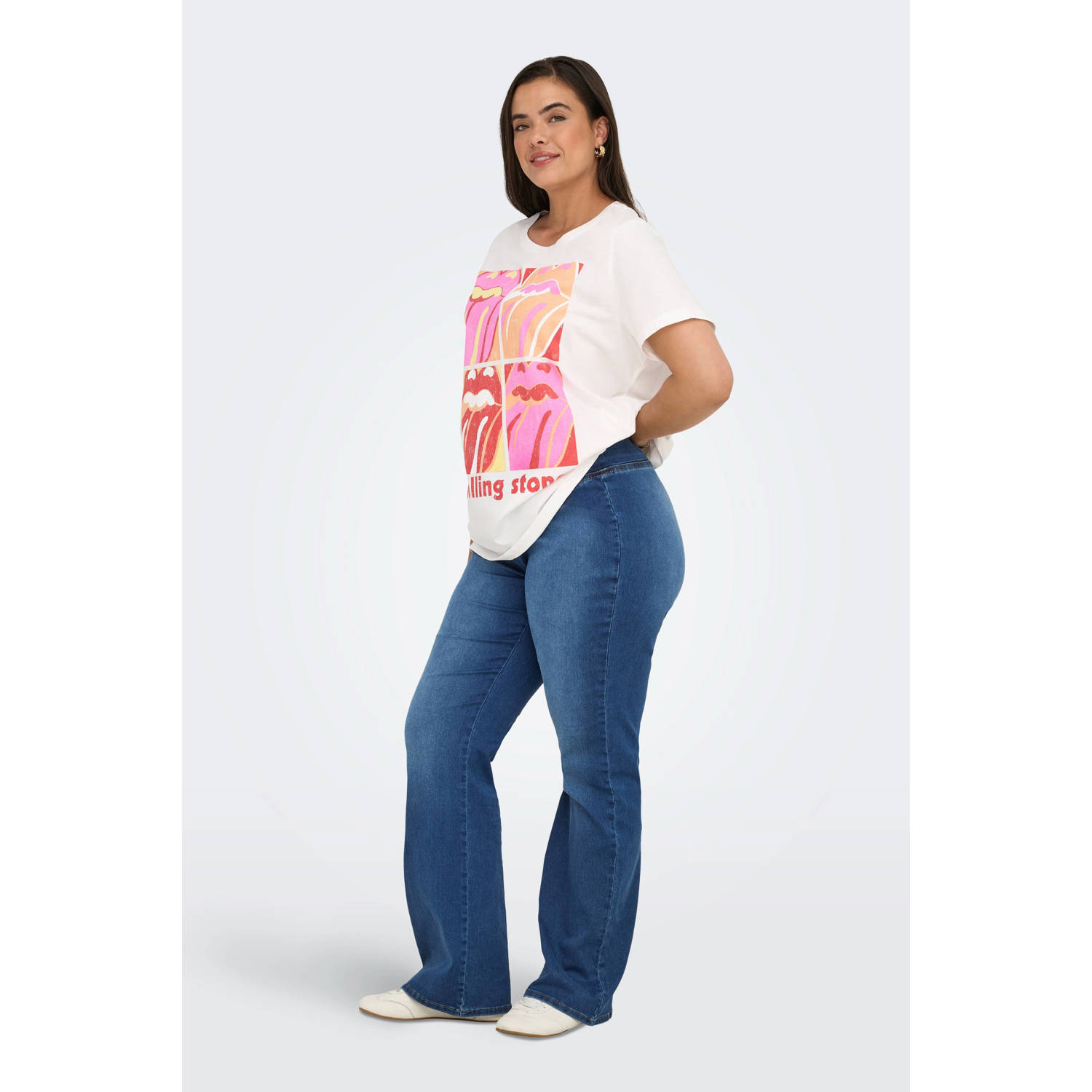 ONLY CARMAKOMA high waist flared jeans dark blue denim
