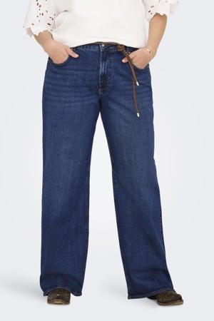 high waist wide leg jeans dark blue denim