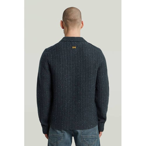G-STAR trui met wol met ingebreid patroon donkerblauw afbeelding
