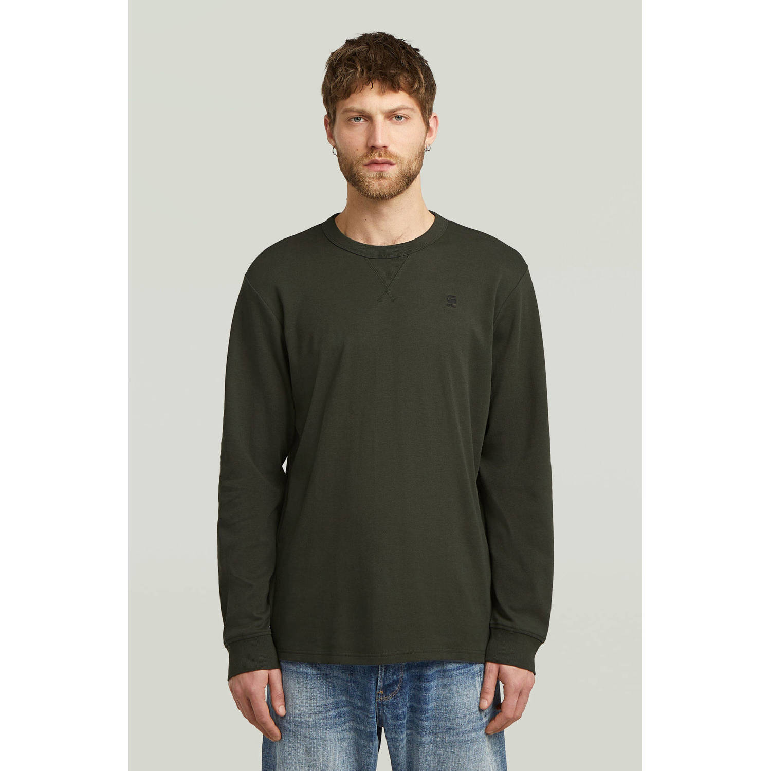 G-Star RAW Longsleeve Nifous R met geribbelde inzet aan de voorkant