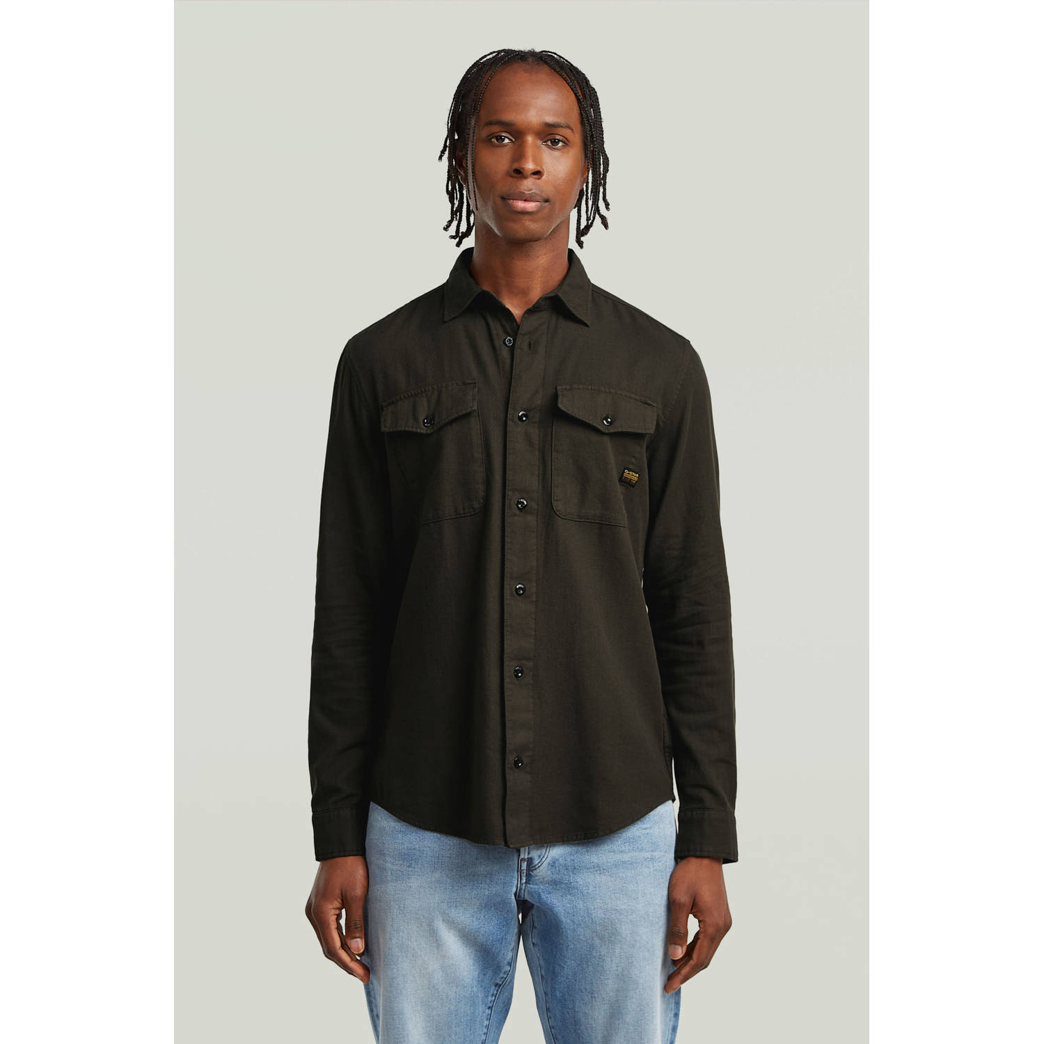 G-STAR denim casual overhemd MARINE grijsgroen
