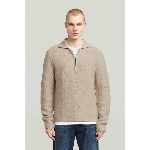 G-STAR trui met wol met ingebreid patroon beige afbeelding