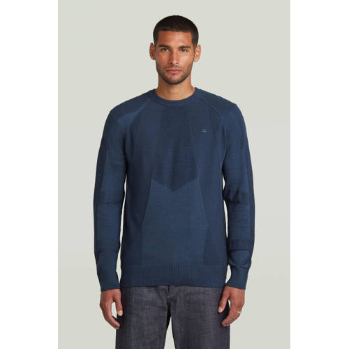 G-STAR trui met ingebreid patroon donkerblauw afbeelding