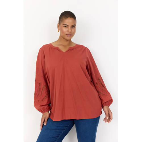 Wasabiconcept top roodbruin broderie afbeelding