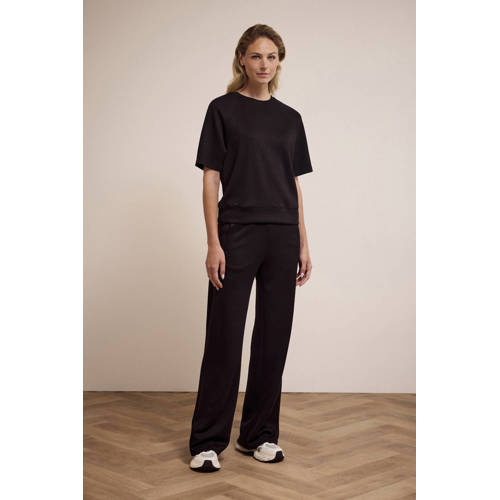 Tramontana wide leg regular waist casual broek zwart afbeelding