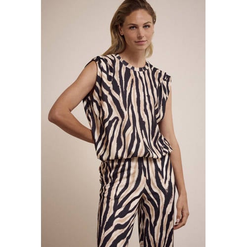 Tramontana wide leg regular waist casual broek zwart afbeelding