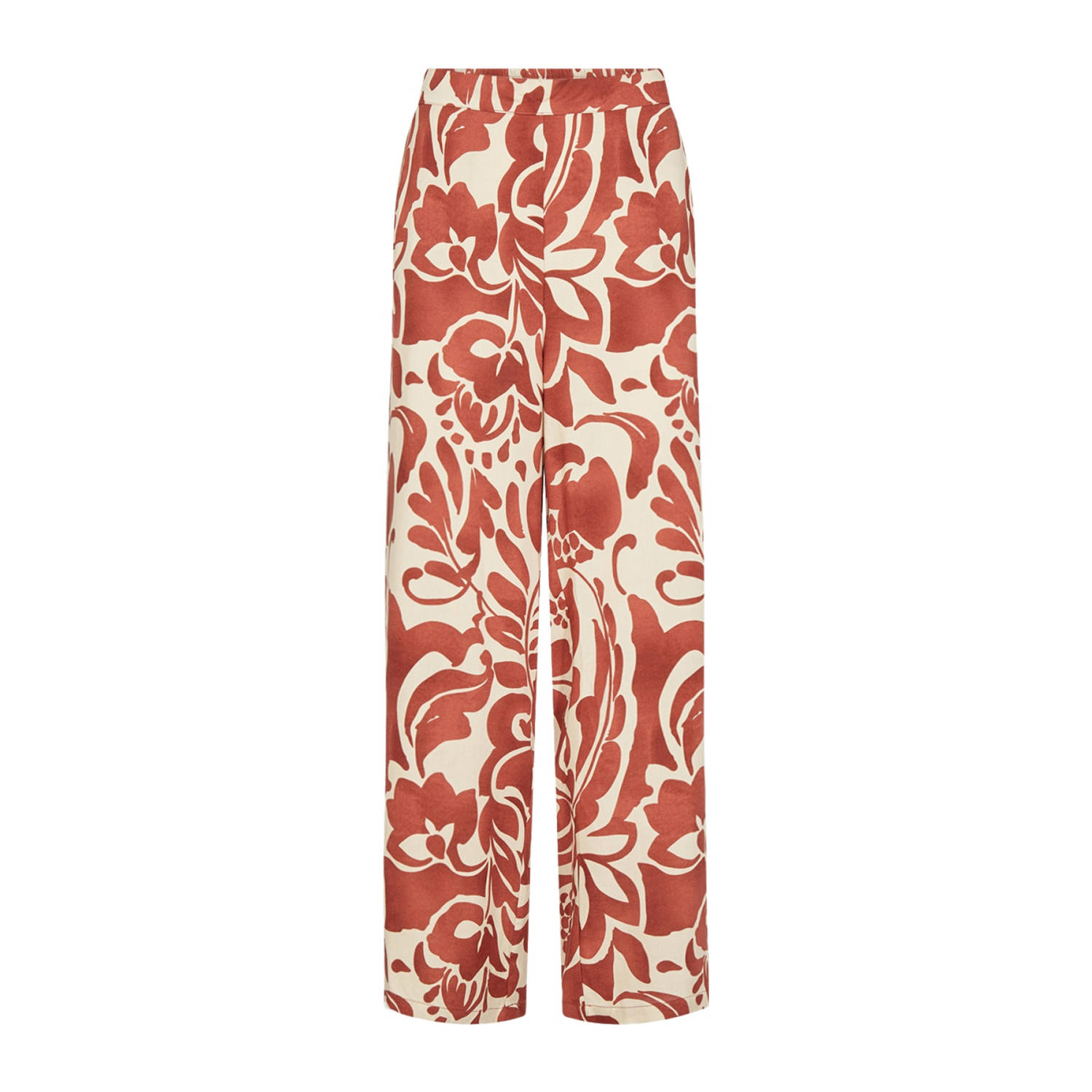 Soyaconcept wide leg regular waist broek roodbruin