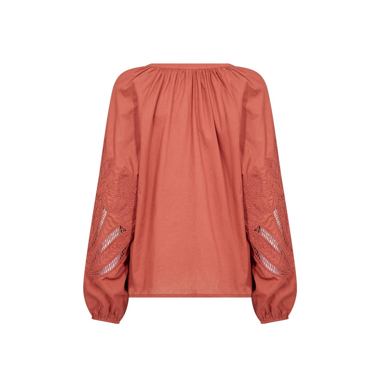 Soyaconcept blousetop roodbruin broderie