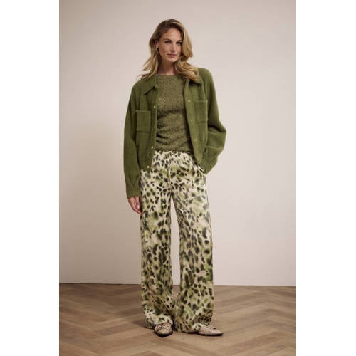 Tramontana wide leg regular waist casual broek groen afbeelding