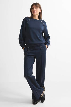 straight regular waist casual broek donkerblauw