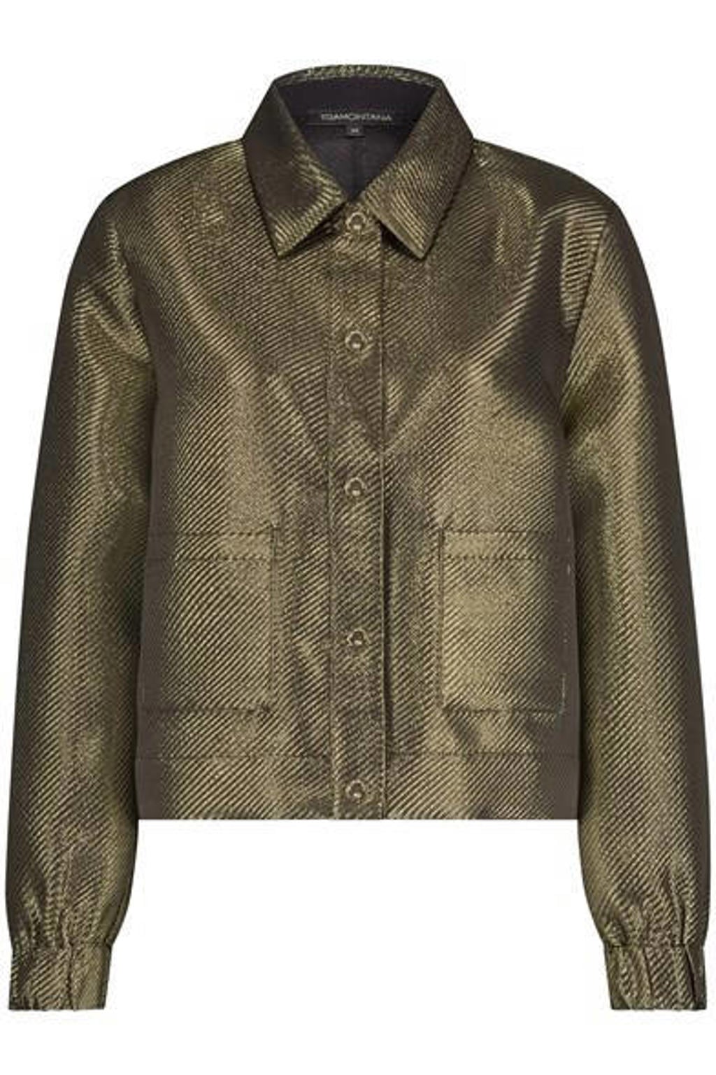 Gouden dames Tramontana jack van polyester met effen, lange mouwen, klassieke kraag, knoopsluiting en glimmend detail