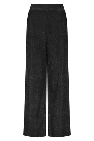 wide leg high waist broek zwart met glitter