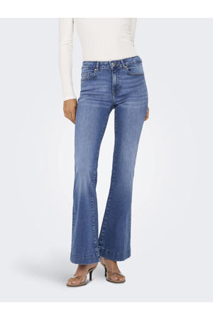 waist flared jeans light blue denim