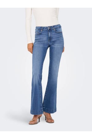 waist flared jeans light blue denim