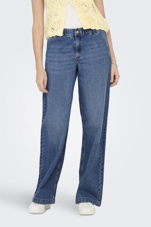 waist wide leg jeans medium blue denim
