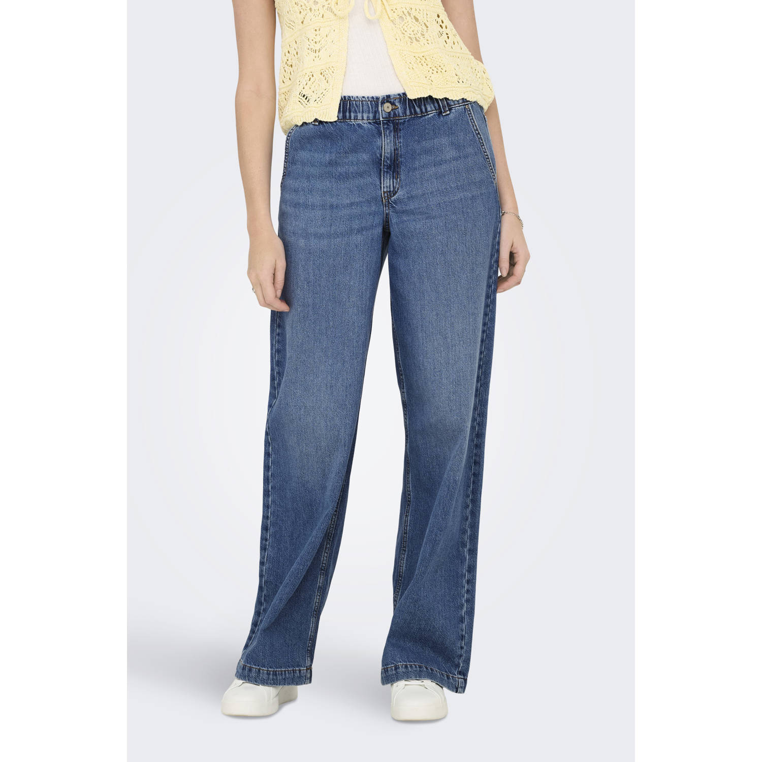 ONLY waist wide leg jeans medium blue denim