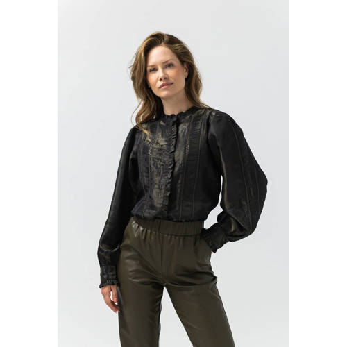LabeL DOT imitatieleren flared regular waist flared broek groen afbeelding