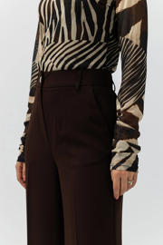 thumbnail: LabeL DOT straight regular waist pantalon donkerbruin