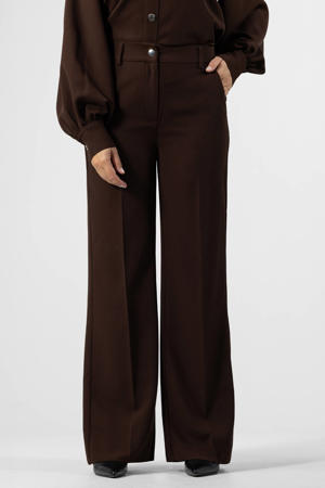 straight regular waist pantalon donkerbruin