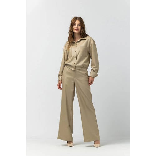 LabeL DOT wide leg regular waist broek goud met glitter afbeelding