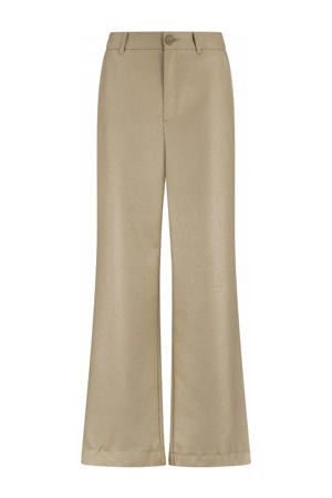 wide leg regular waist broek goud met glitter