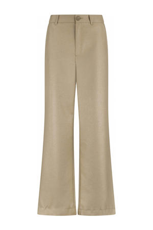 wide leg regular waist broek goud met glitter