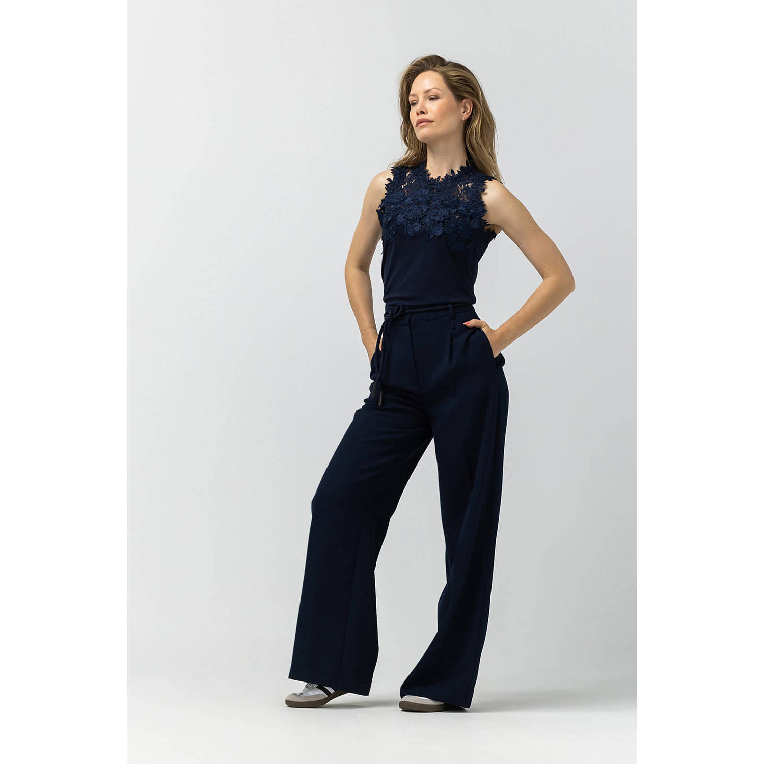LabeL DOT wide leg regular waist pantalon donkerblauw