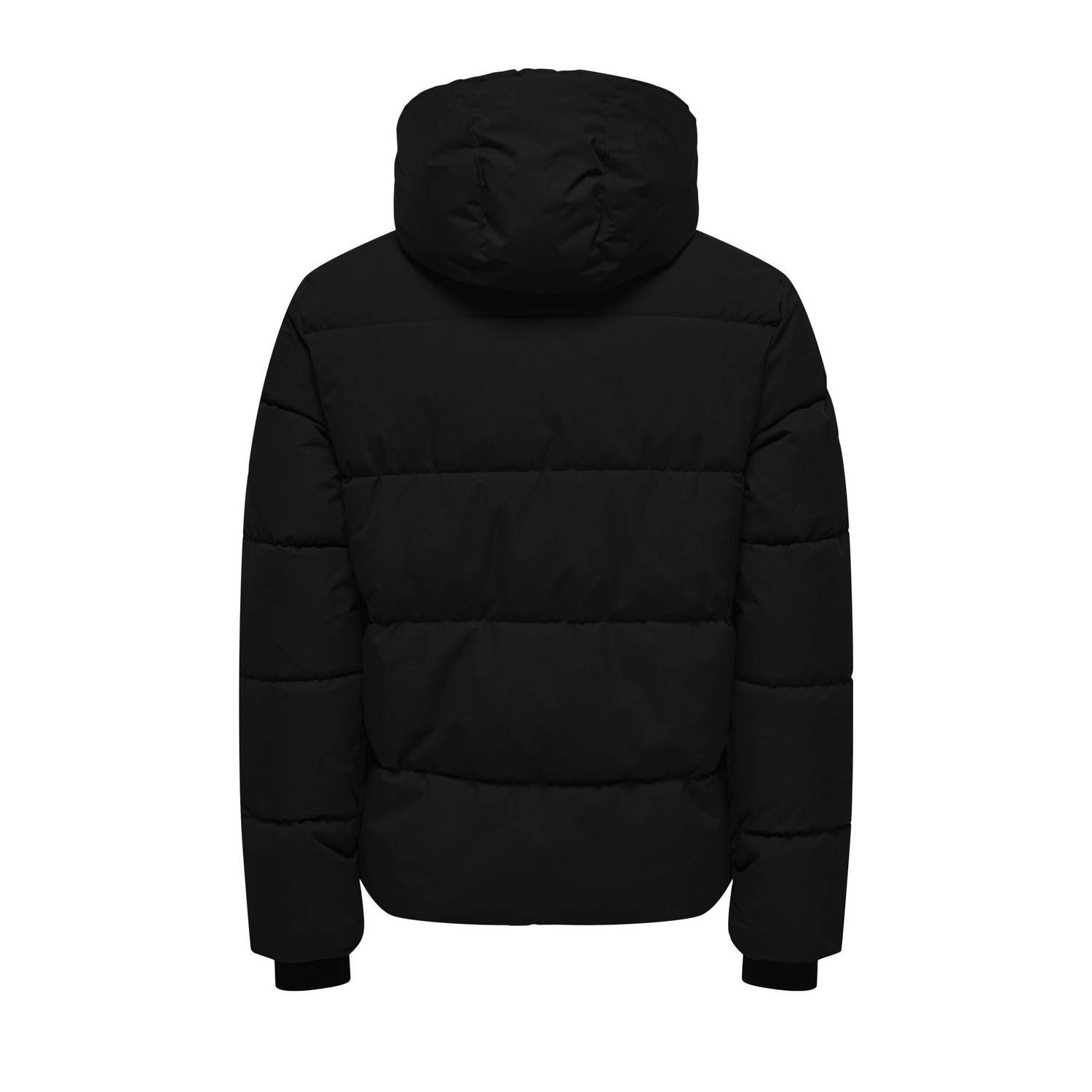 ONLY & SONS JUNIOR gewatteerde jas zwart