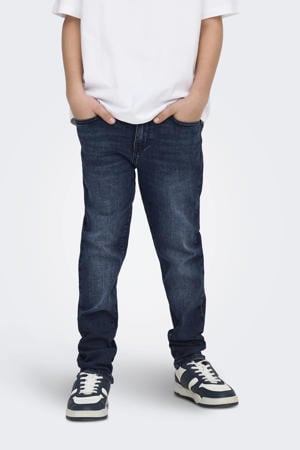 slim fit jeans met backprint dark blue denim