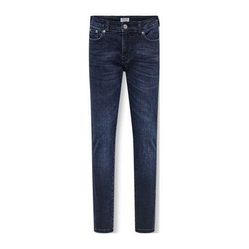 ONLY & SONS JUNIOR slim fit jeans met backprint dark blue denim afbeelding