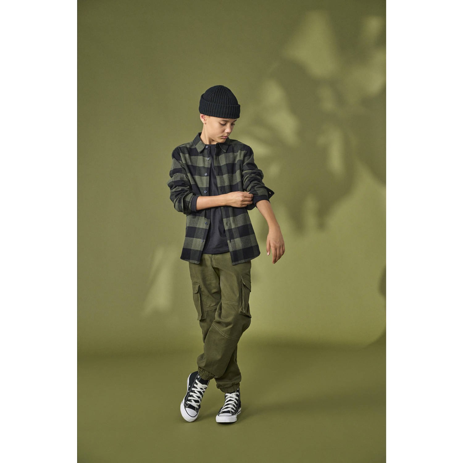 ONLY & SONS JUNIOR overhemd donkergroen