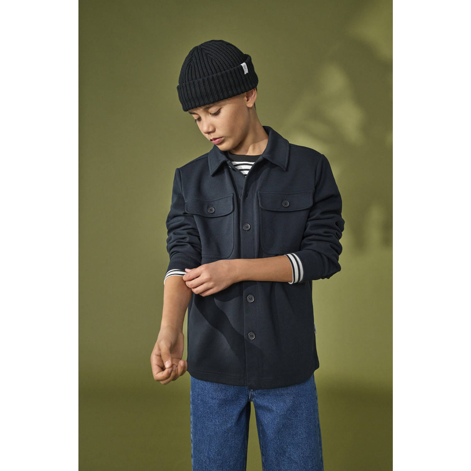 ONLY & SONS JUNIOR overshirt donkerblauw