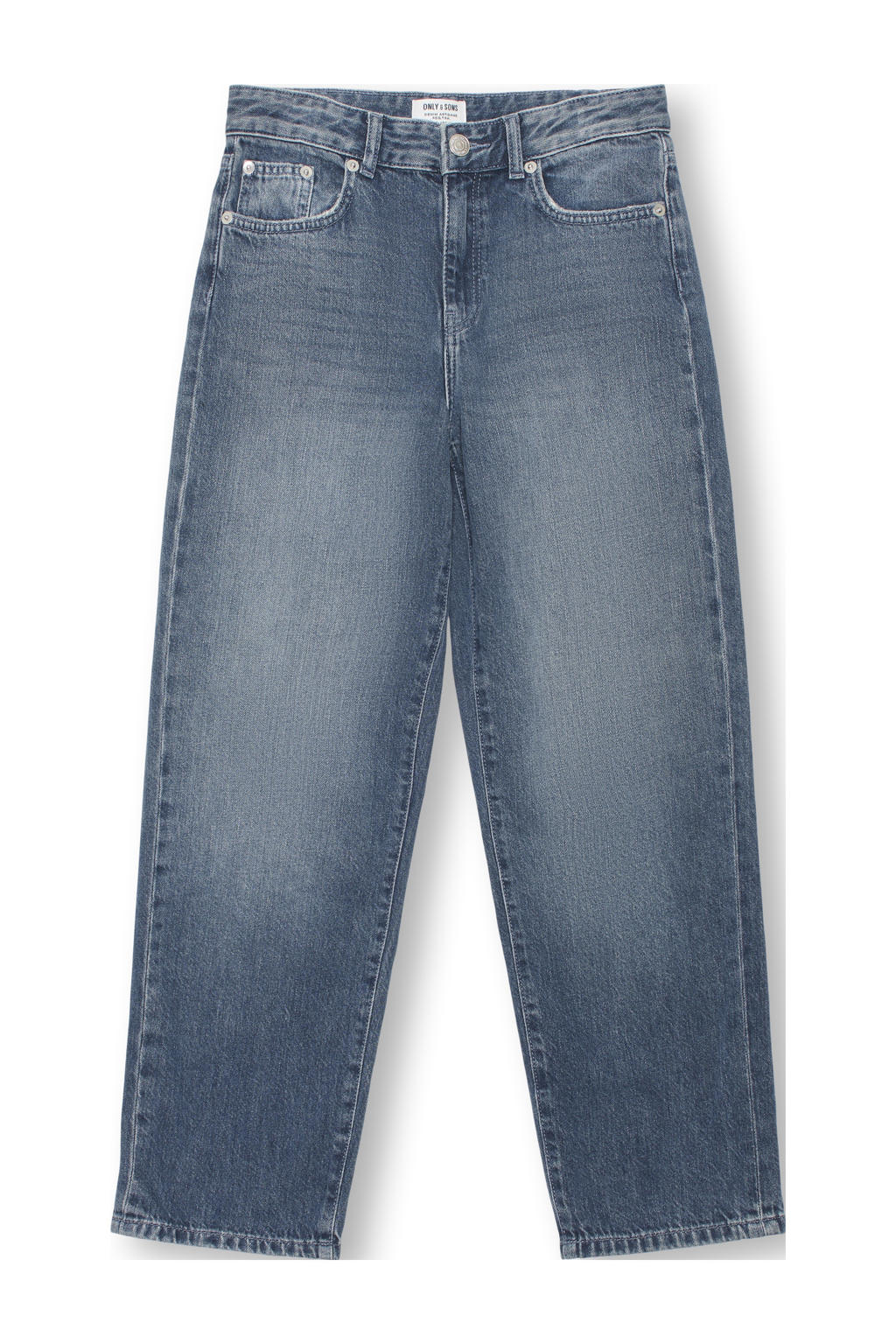 Medium blue denim jongens ONLY & SONS JUNIOR loose fit jeans van denim met regular waist en effen
