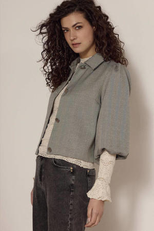 cropped blazer grijs melange