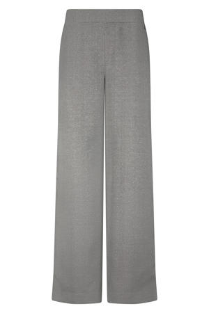 wide leg regular waist casual broek grijs melange