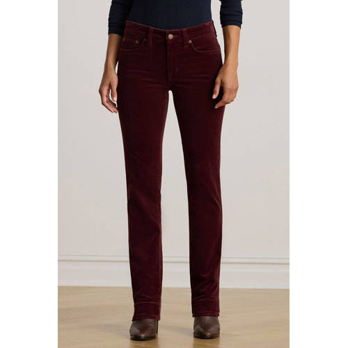 Lauren Ralph Lauren corduroy straight regular waist casual broek donkerrood afbeelding