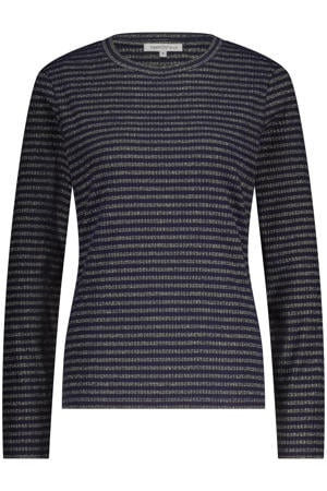 gestreepte top donkerblauw met lurex