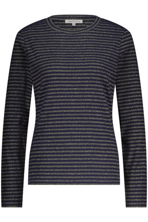 gestreepte top donkerblauw met lurex