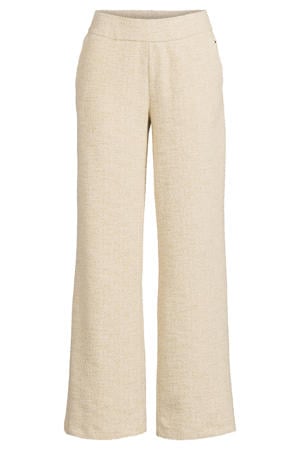 bouclé bouclé wide leg regular waist pantalon crème met lurex