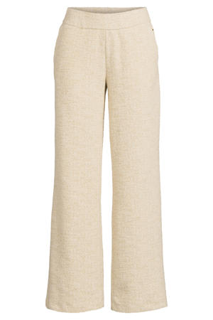 bouclé bouclé wide leg regular waist pantalon crème met lurex