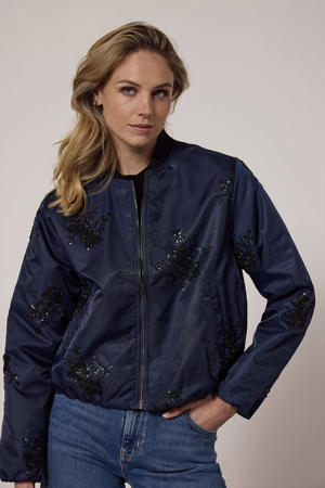 bomberjack met pailletten donkerblauw