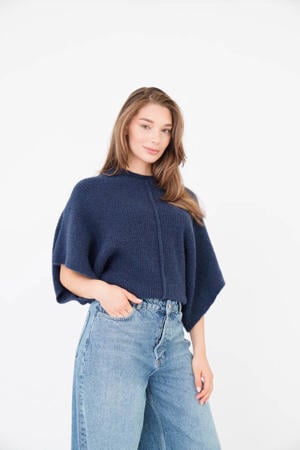 gebreide trui met wol donkerblauw