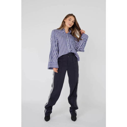 Est'seven gestreepte blouse blauw met lurex afbeelding