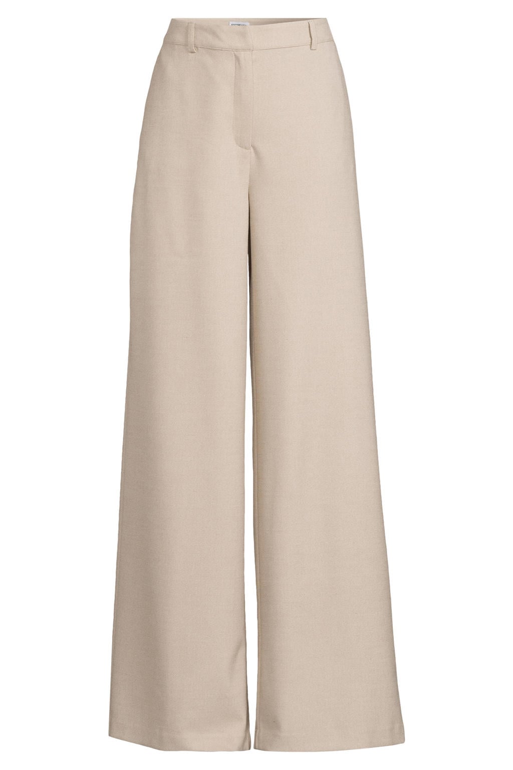 Beige dames Est'seven straight high waist broek van polyester met rits, haak- en knoopsluiting