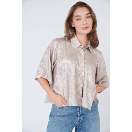 Est'seven blouse beige met lurex afbeelding
