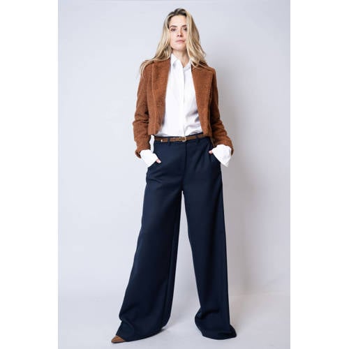 Est'seven wide leg high waist pantalon donkerblauw afbeelding