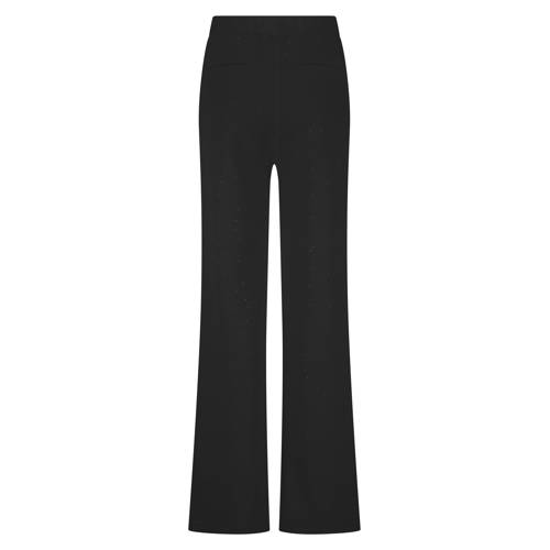 Tramontana wide leg high waist casual broek zwart met glitter afbeelding