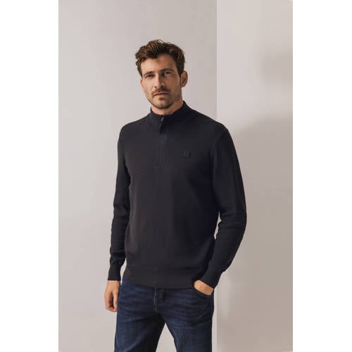 State of Art trui met ingebreid patroon donkerblauw afbeelding