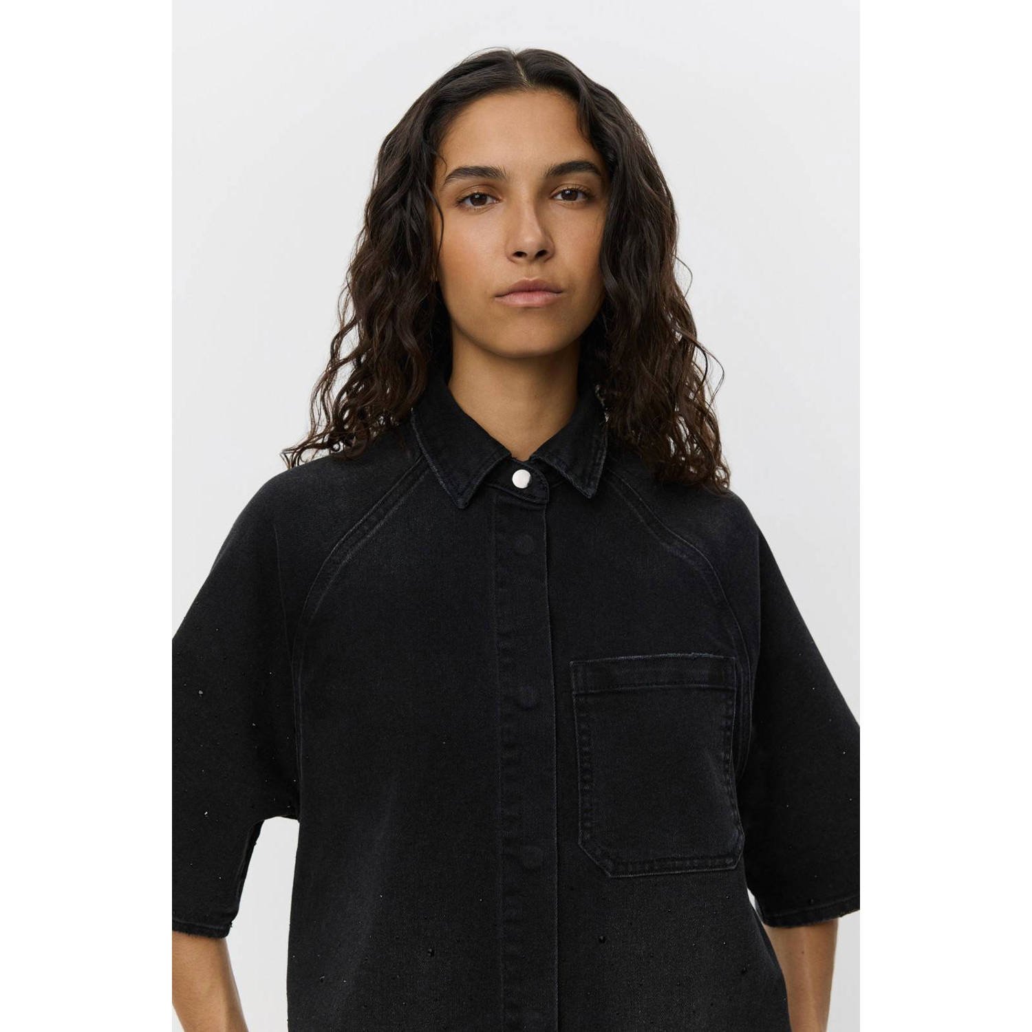 Sofie Schnoor denim jurk met glitter zwart