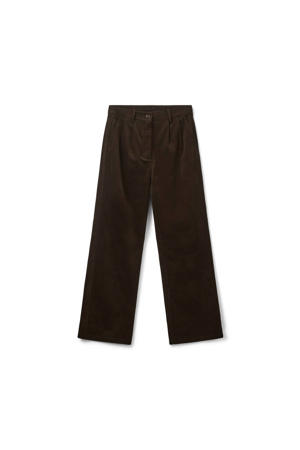 wide leg high waist broek bruin